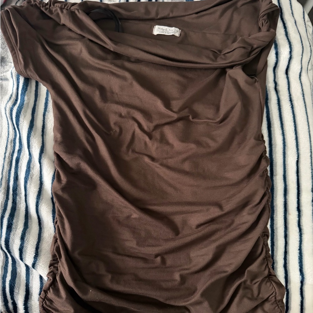 Chocolate Brown Ruched Top